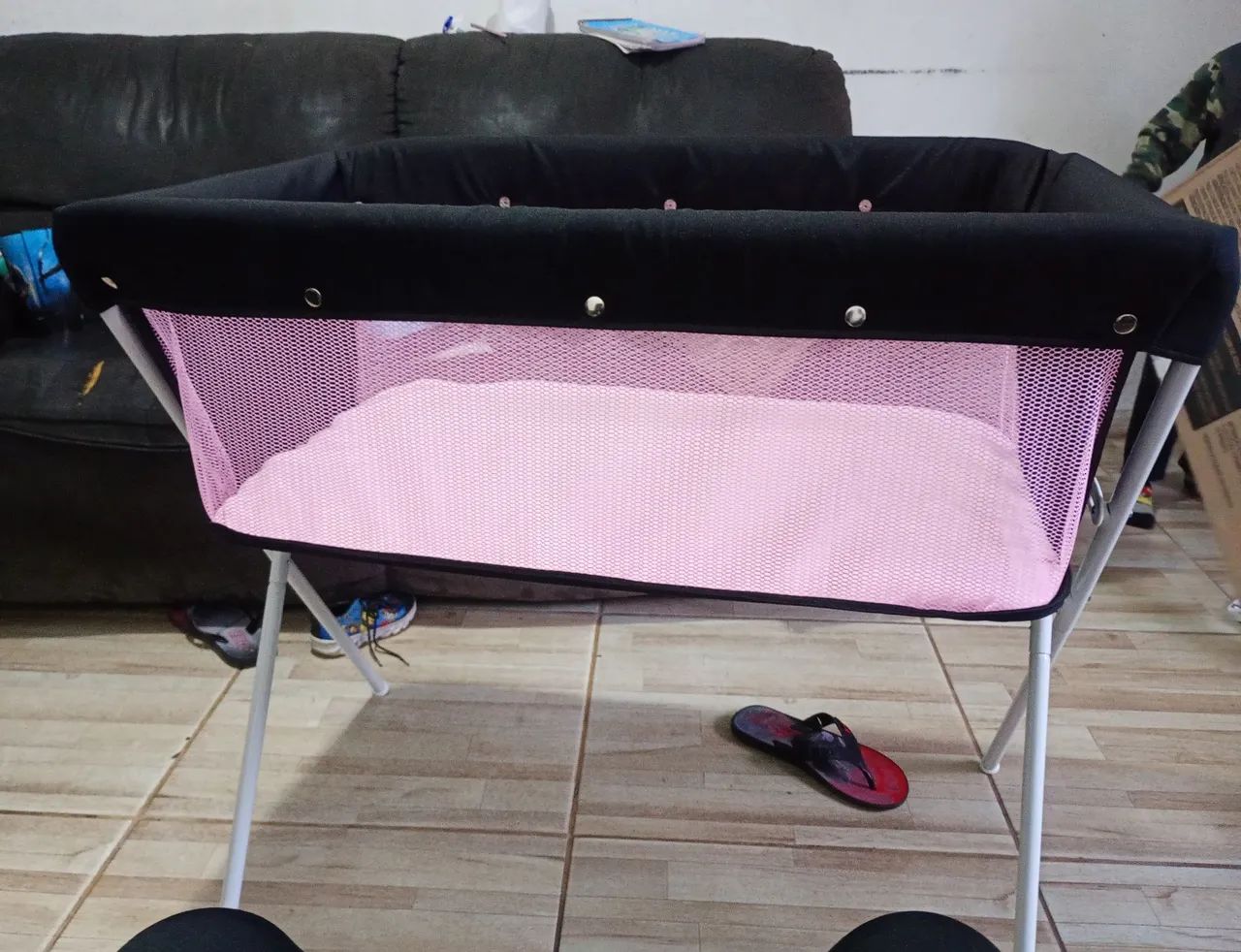 Berço portátil rosa  - Foto 2