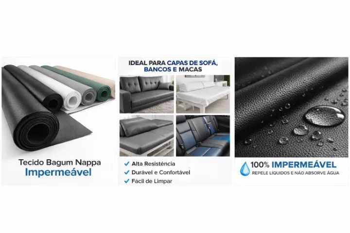Bagum Impermeável 3 Metros Tecido Napa Bagum Impermeável Couro Sintético Pu - Foto 4