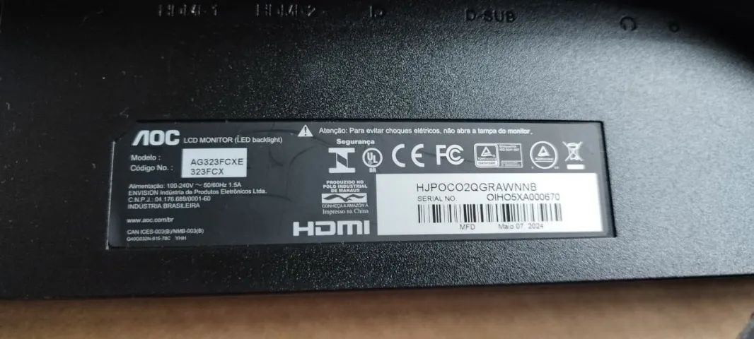 Monitor AOC 31.5 POL Curvo Full HD Bivolt 165hz 1ms - Foto 3
