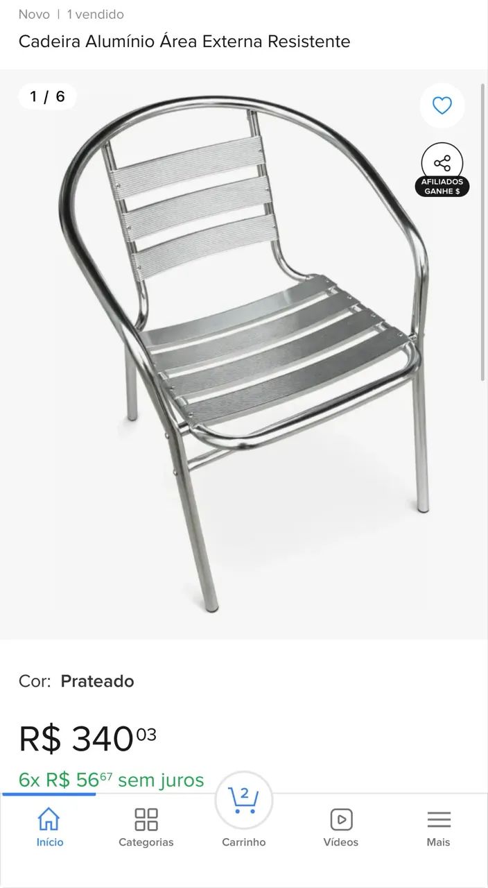 Cadeira alumínio área externa resistente 