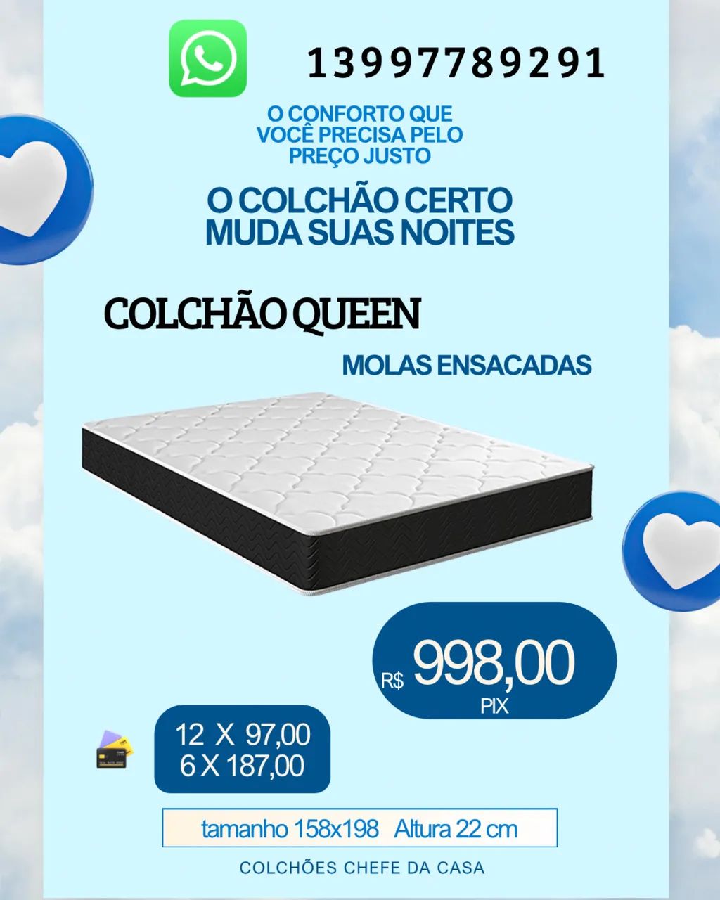 Colchão Queen de Molas Ensacadas 