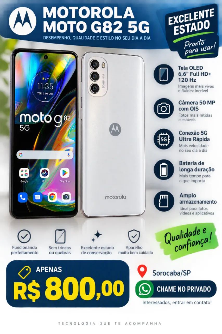  Moto G82 5G - Excelente Estado - R$ 800