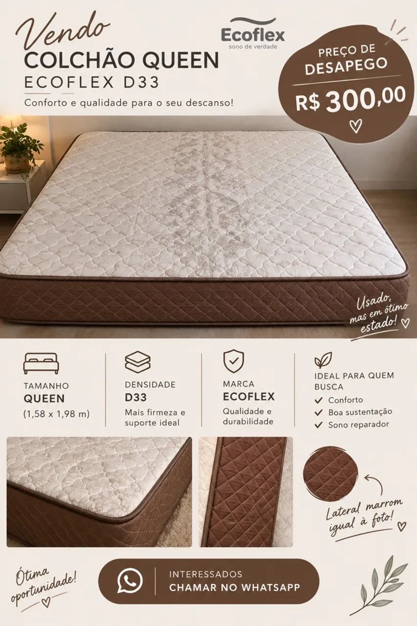 Colchão Queen Espuma D33 Ecoflex Usado