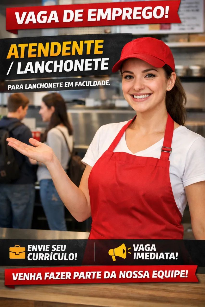 Contratação imediata atendente de lanchonete 