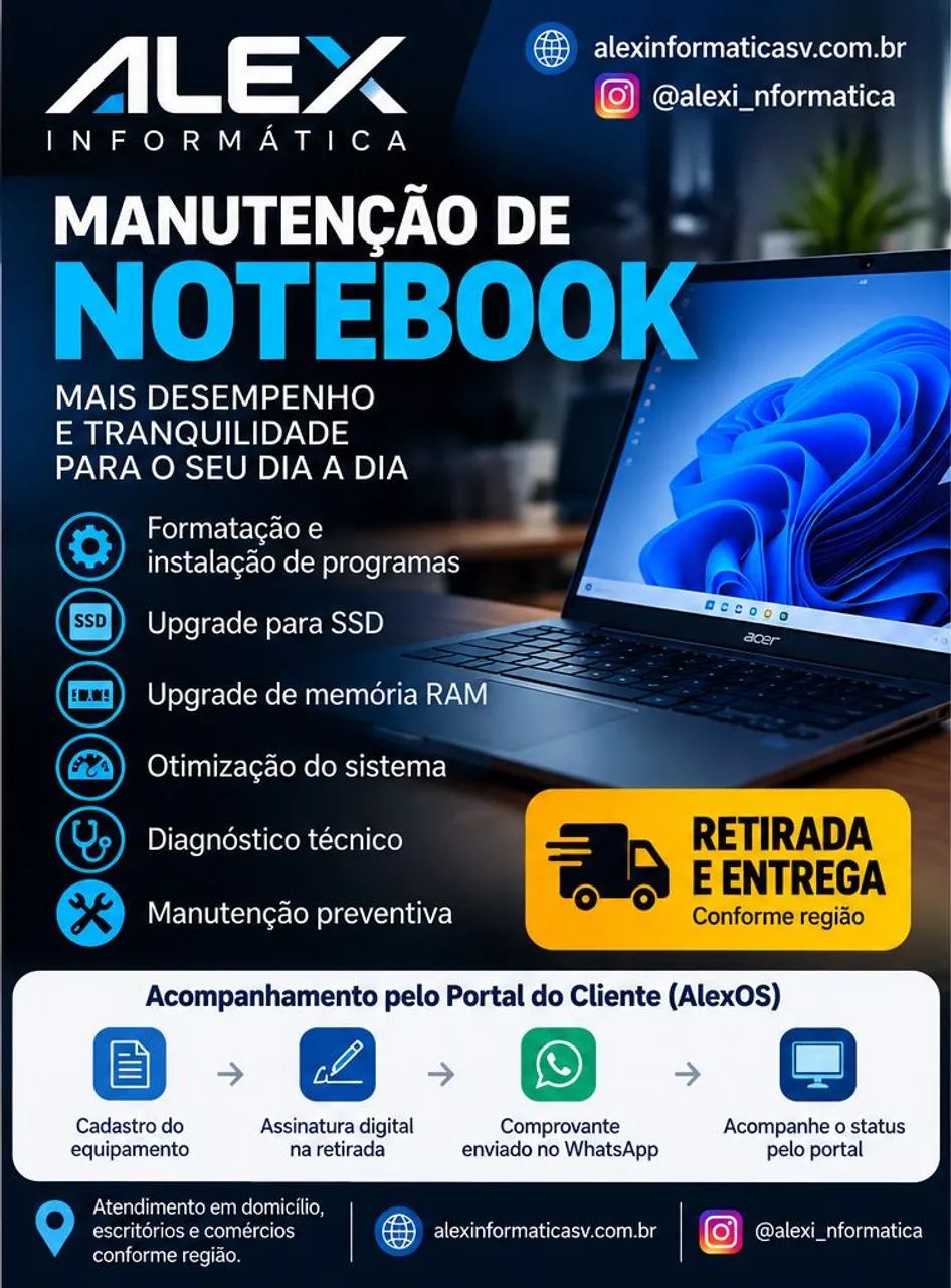 Manutenção de Notebook | SSD, RAM, Formatação e Diagnóstico
