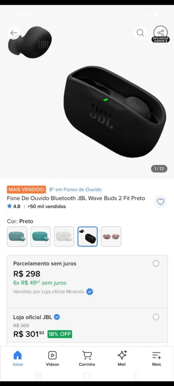 Fone de ouvido jbl