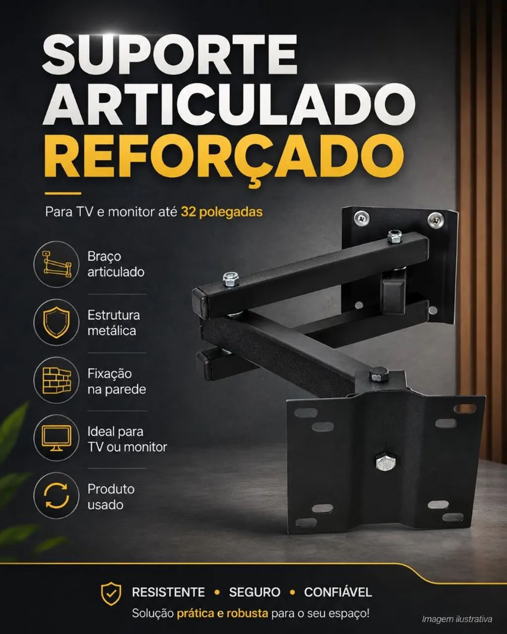 Suporte Articulado Reforçado para TV e Monitor até 32 Polegadas