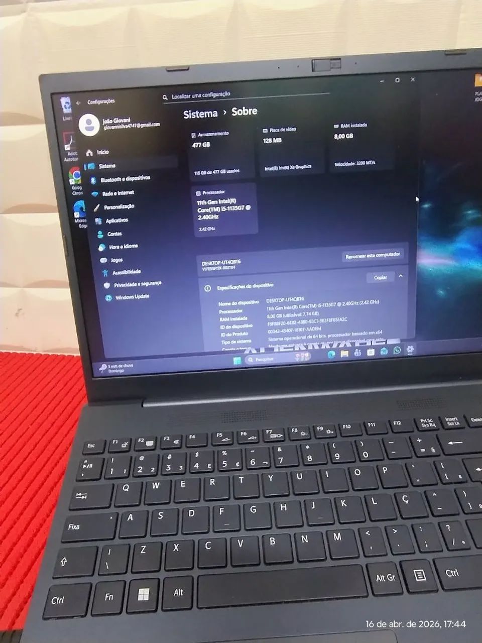 Notebook Sony vaio core i5 11 geração 3.60ghz 8gb 256gb ssd Com