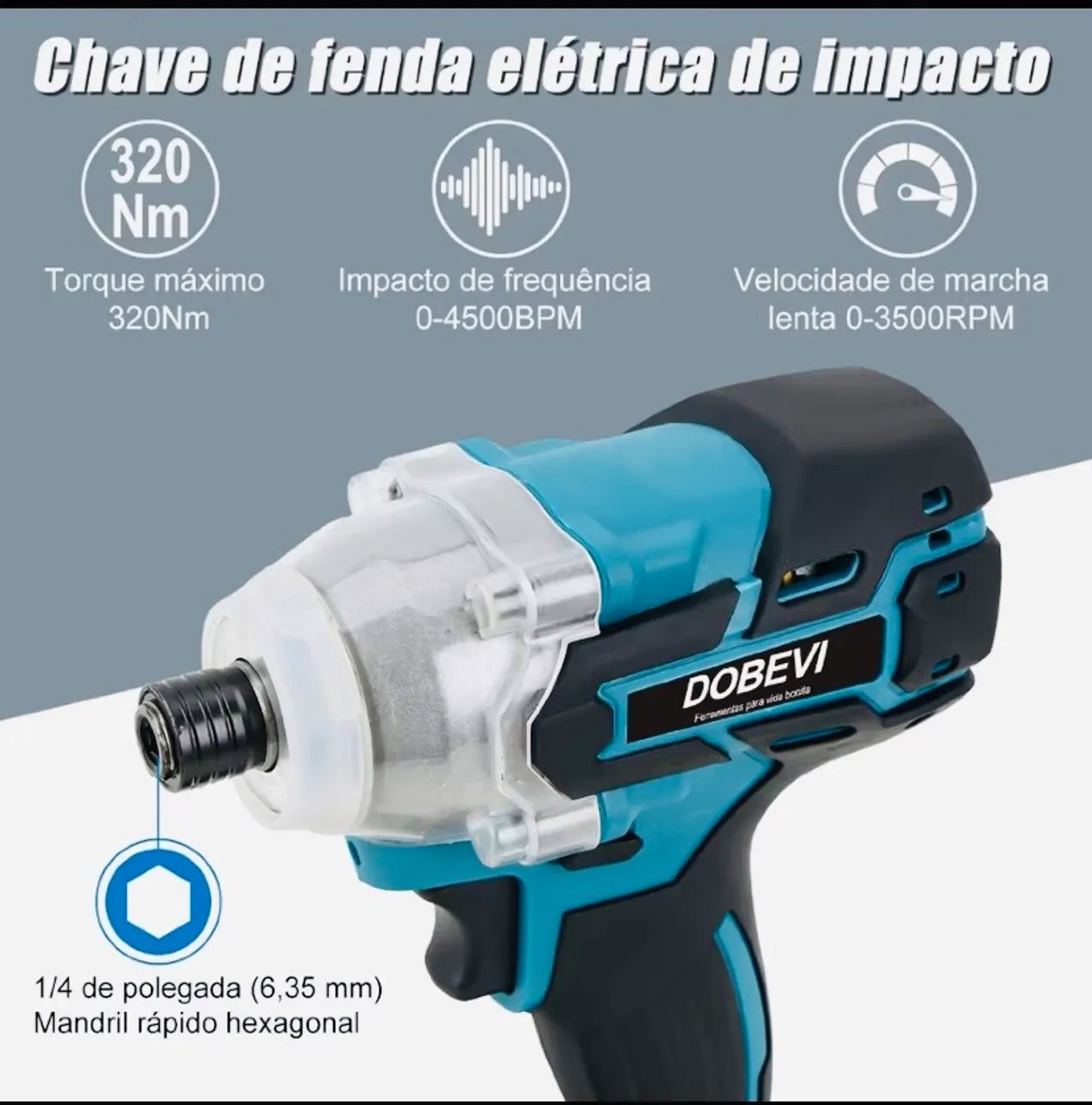 Kit parafusadeira chave impacto DOBEVI+36 acessórios  - Foto 3