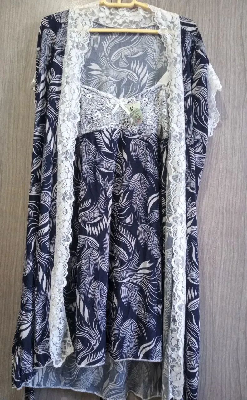 Camisola com Robe Azul Floral 