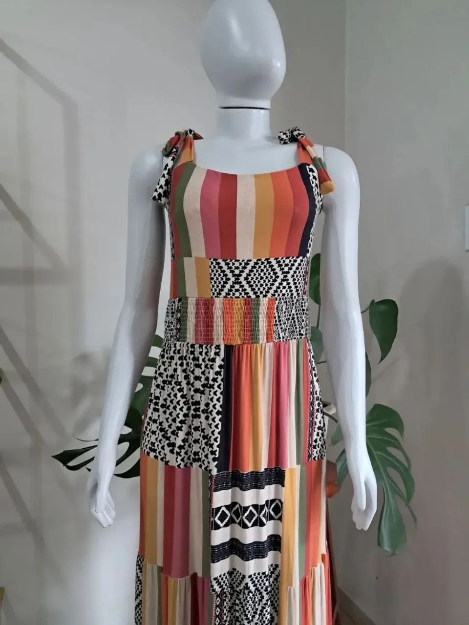 Vestido longo em viscose 