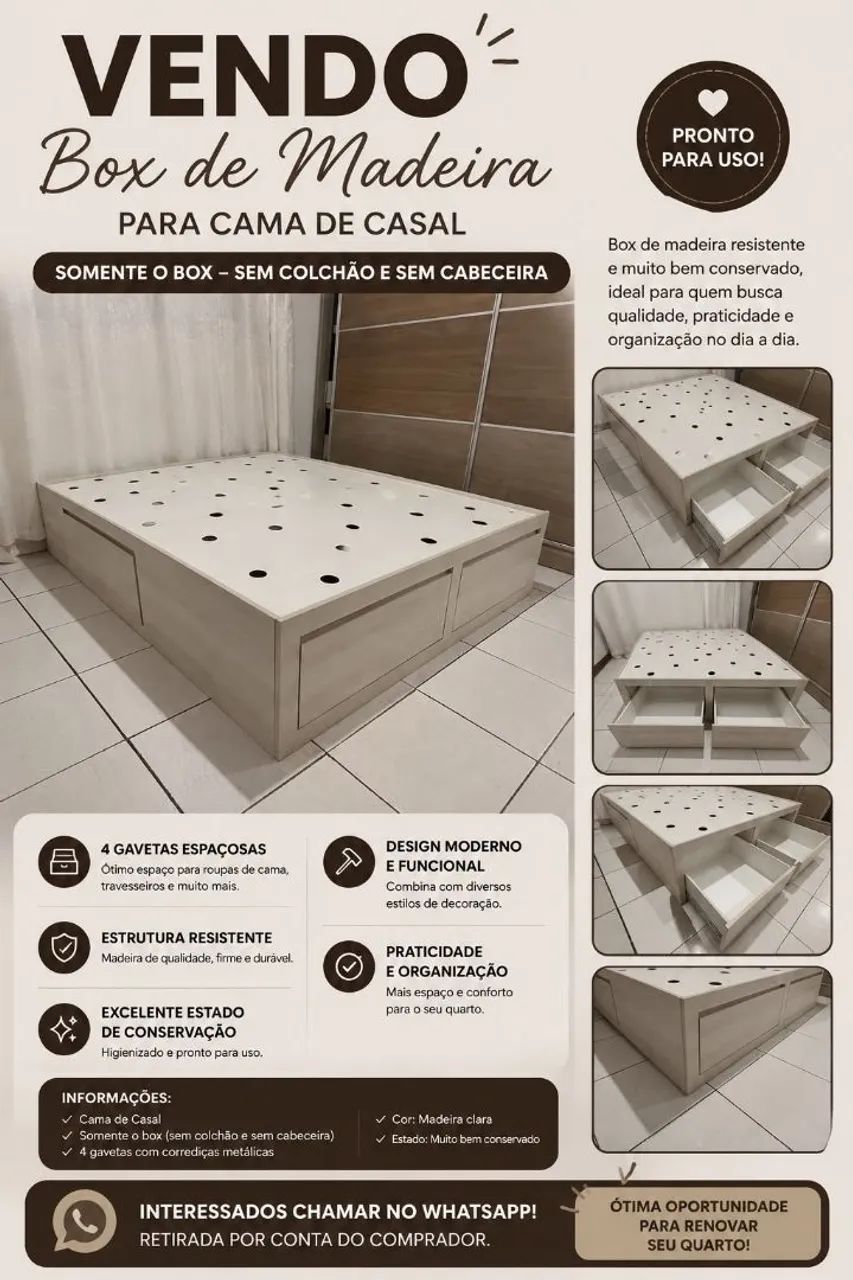 Box de madeira com gavetas 