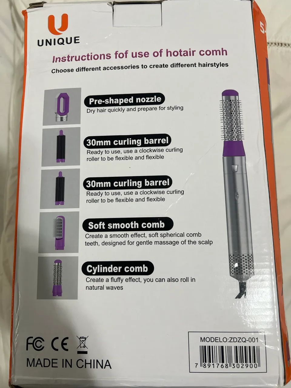 Secador e modelador de cabelo Unique 5 em 1, modelo ZDZQ-001 - Foto 2