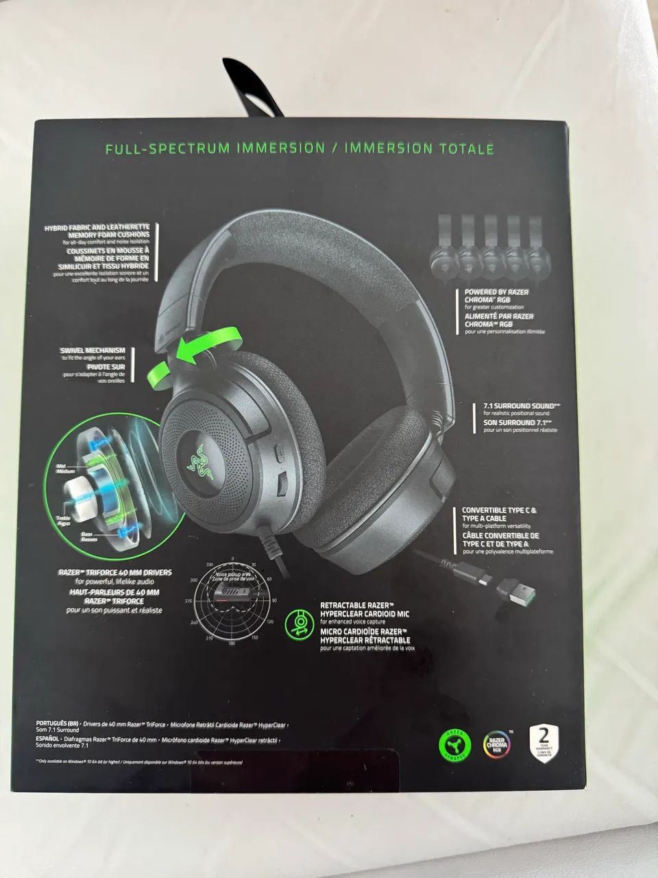 Fone de Ouvido Gamer Razer Kraken V4 X com Fio - Som Surround 7.1  - Foto 3