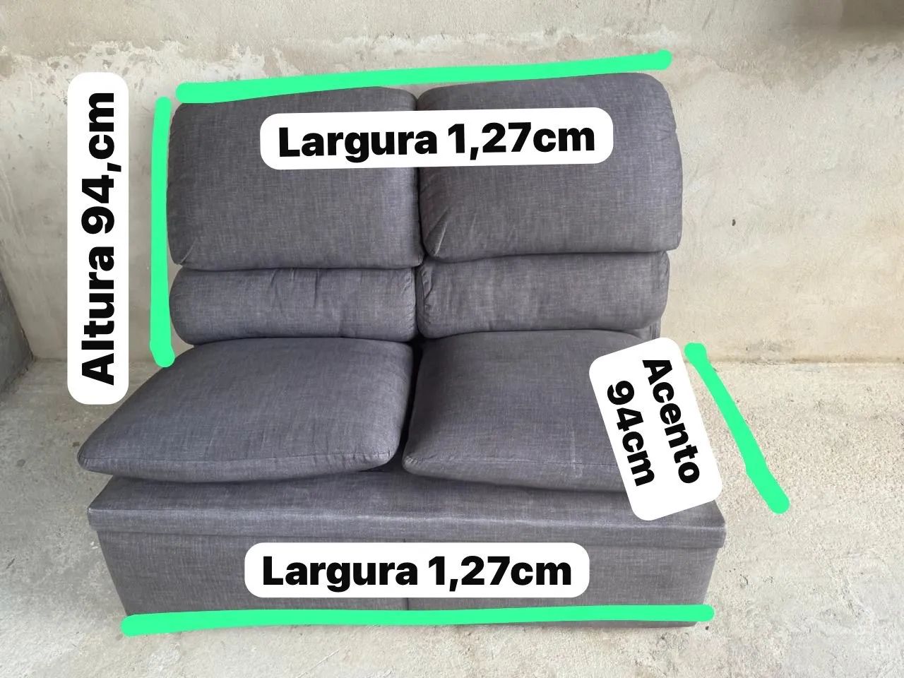 UmSofá de dois 2 lugares cor efeito jeans NOVO 