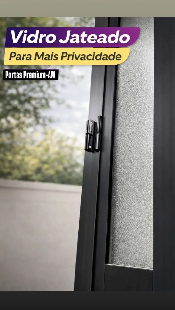 Porta de Alumínio Preta com vidro  - Foto 2