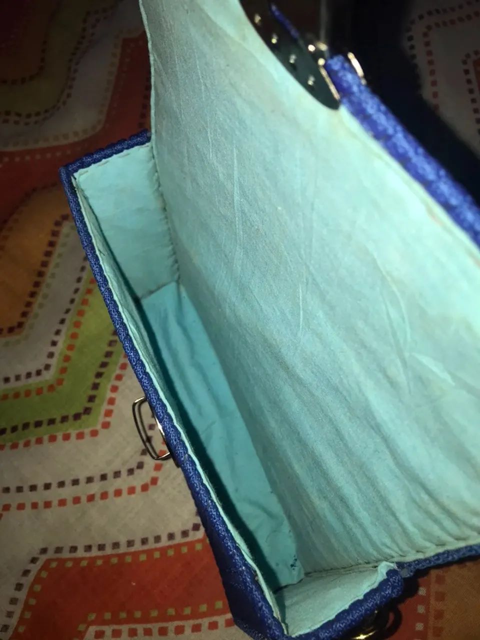Bolsa Artesanal em Tela - Cor Azul - Foto 3
