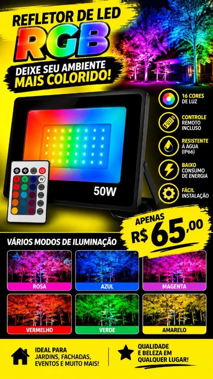 Refletor de Led RGB 50w 
