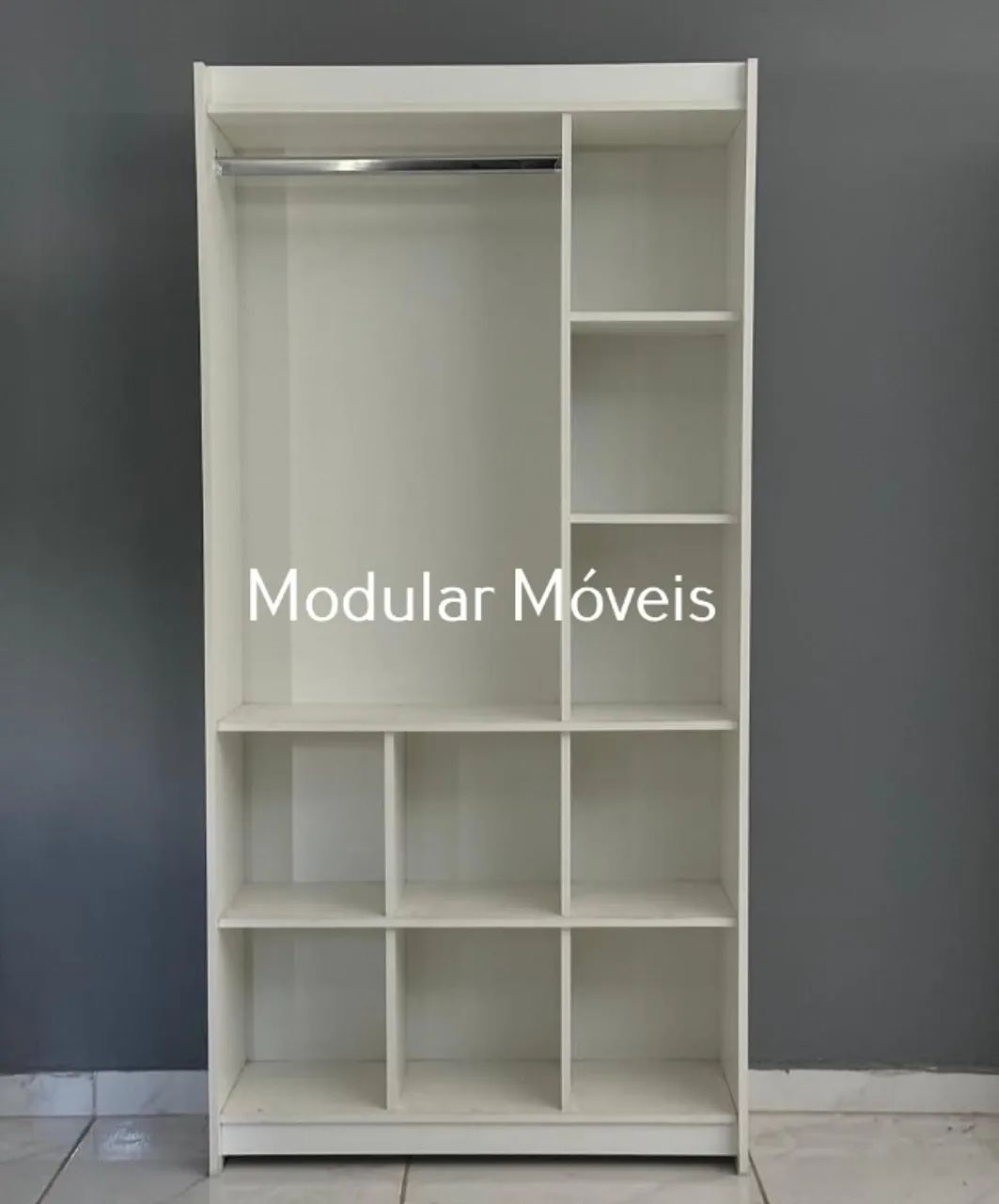 Kit 3 Cabideiros com Nichos - MDF Branco - Foto 4