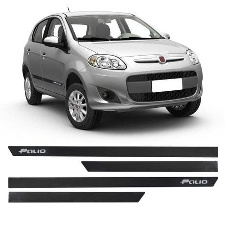 Jogo Friso Lateral Borrachão Preto  - Fiat Palio Way Fire G5  C/ Nome