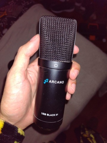 Microfone Arcano Black USB Condensador + acessórios