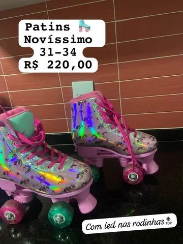 Patins Infantil Menina Quad Roller Skate Ajustável 4 Rodas