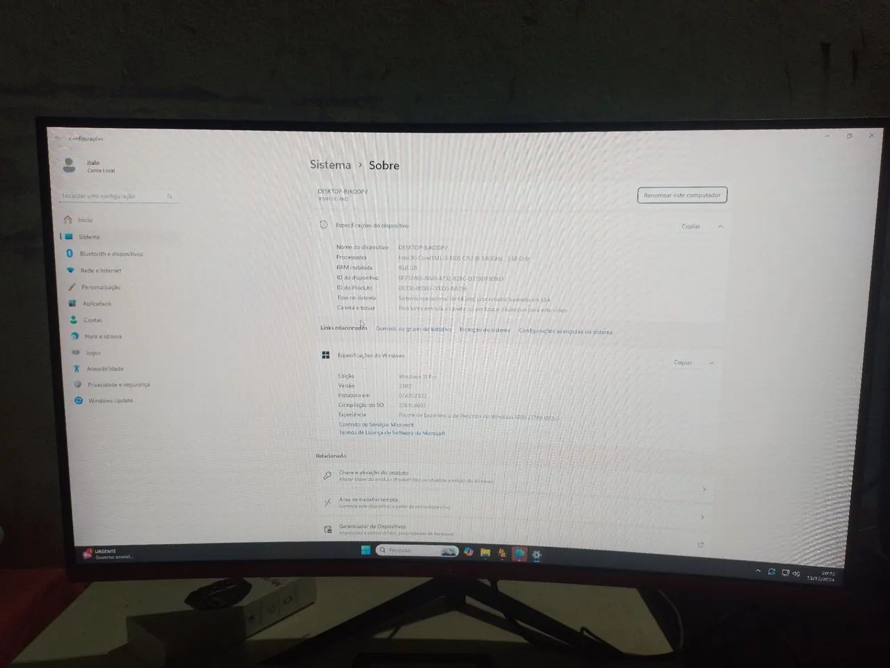 PC Gamer Completo com Monitor Curvo - Foto 3