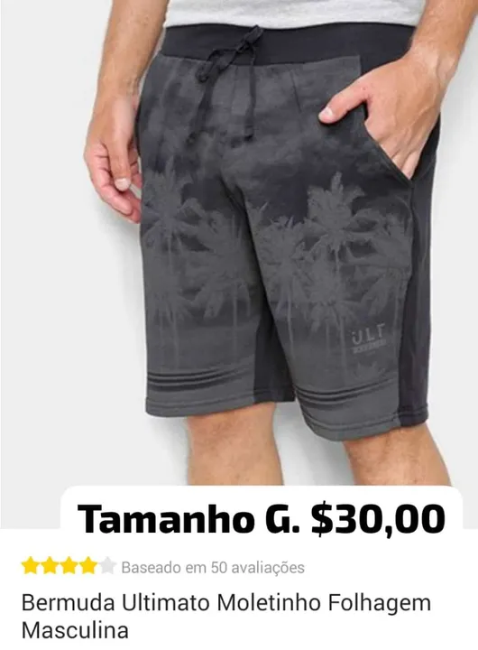 Bermudas moletom ultimato tamanho G. 