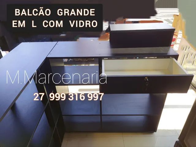 BALCÃO GRANDE EM L COM VITRINE LINDO E BARATO ( NOVO ) - Foto 2