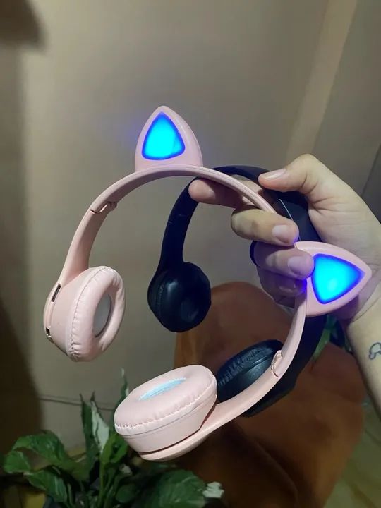 Fone de Ouvido Bluetooth Infantil com Led - Rosa - Foto 5