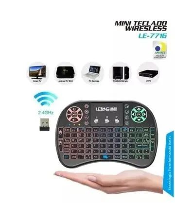Mini teclado sem fio com led wireless 10m alcance le7716 - LELONG - Foto 3