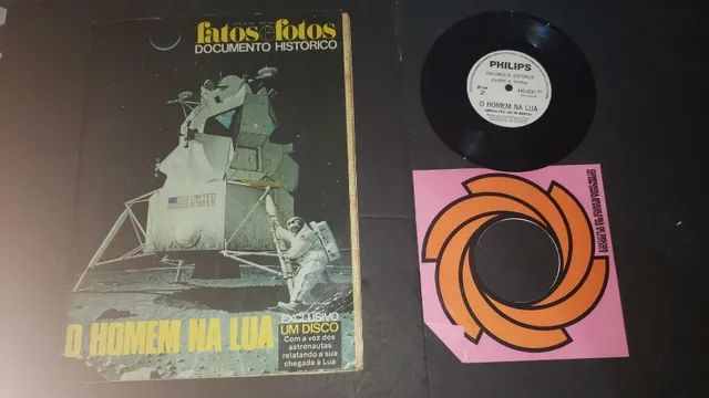 Revista Antiga Fatos E Fotos O Homem Na Lua Julho 1969  com Disco