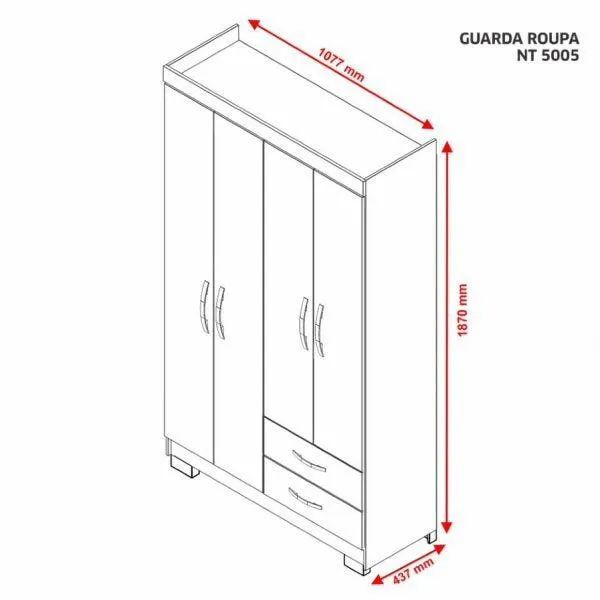 Guarda-Roupa 4 Portas Moderno - Design Elegante - Foto 2