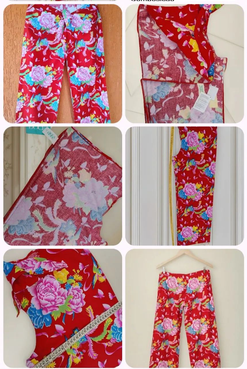 Calça Pantalona Floral Vermelha - Foto 5