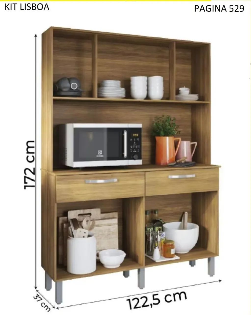 Armário de Cozinha Kit Lisboa com Microondas - Foto 2
