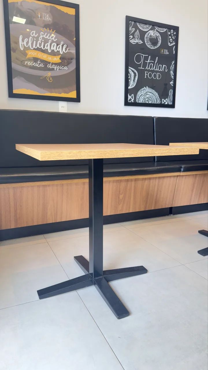 Mesa Quadrada 70x70cm Base Metálica Preto - Foto 3