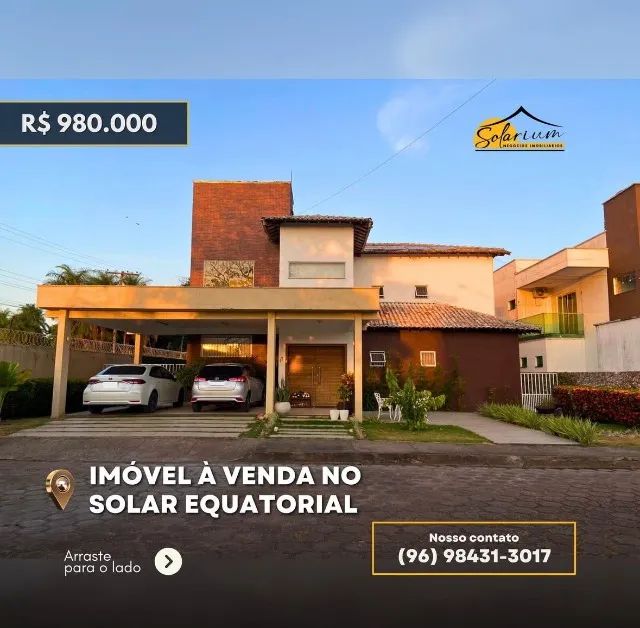 Casa a venda, "confortável e espaçosa" no Condomínio Solar Equatorial.