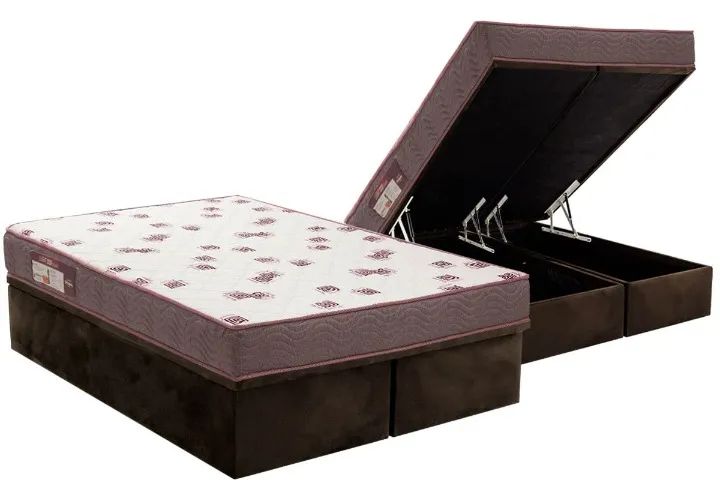 Cama Box Baú Queen e Colchão Queen Pantanal 