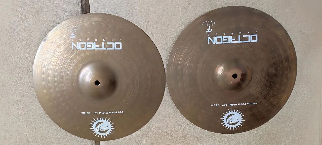 Kit pratos Octagon -1 Ride 20pol , 1 Crash 15pol. e 1 Hi-hat 13pol