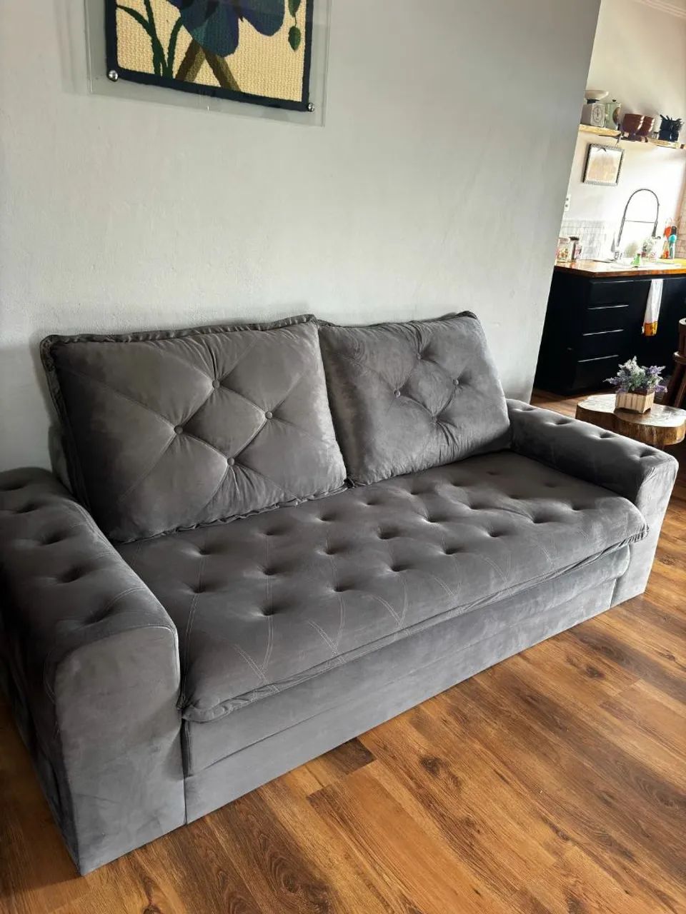 Sofá de 2 e 3 lugares cinza peça nova em estoque (pronta entrega)  - Foto 4