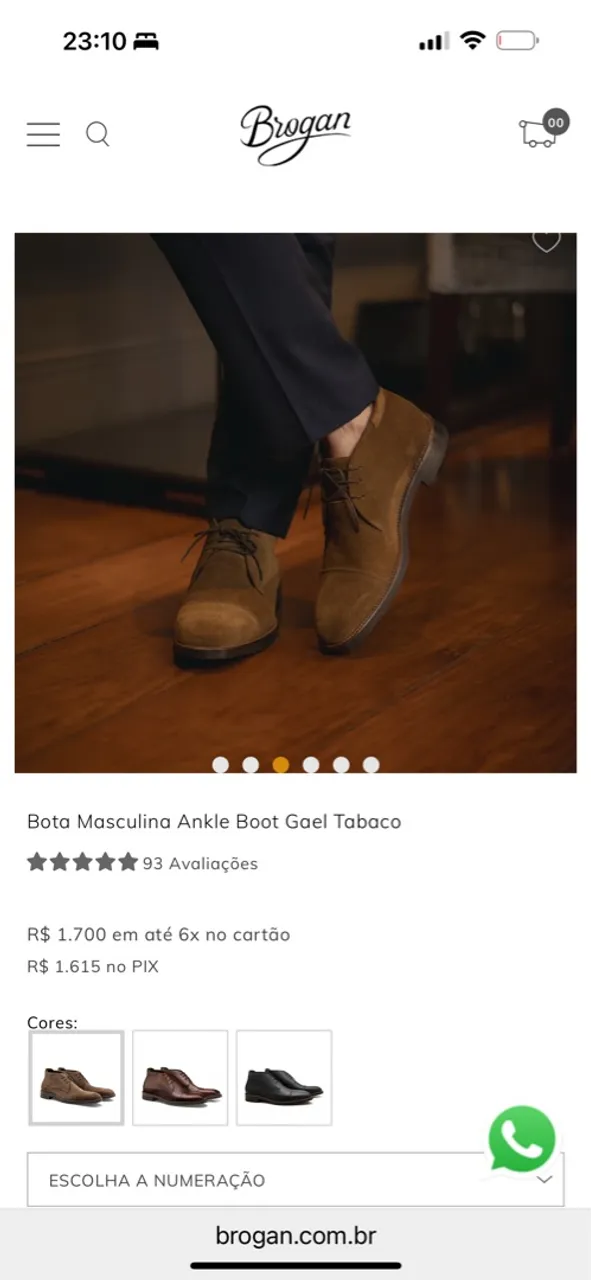Bota Masculina Ankle Boot Gael Tabaco - Brogan