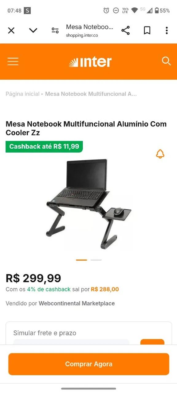 Mesa Notebook Multifuncional Alumínio Com Cooler - Foto 2