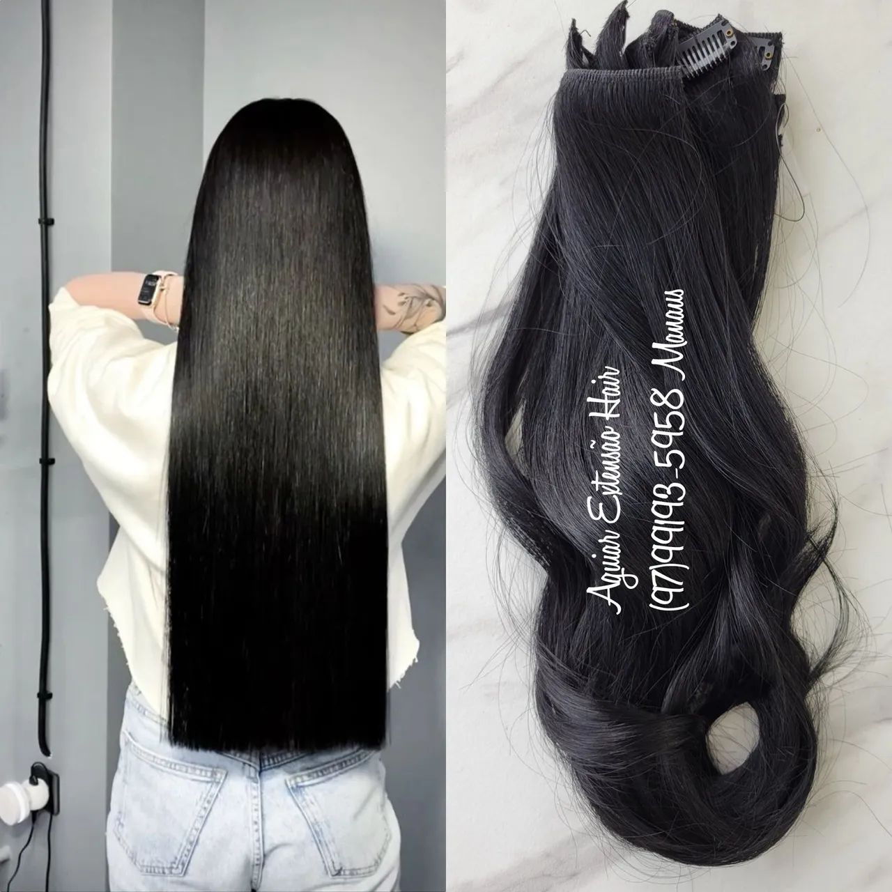 Mega hair Preto ondulado tic tac 