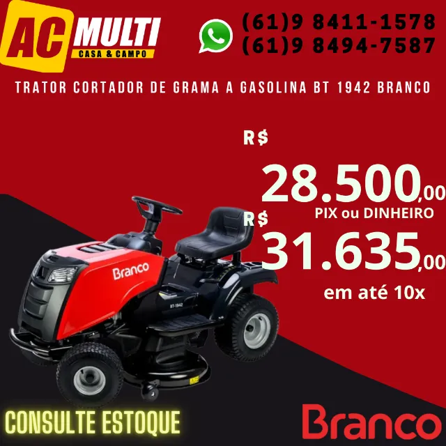 Trator cortador de grama a gasolina BT 1942 branco