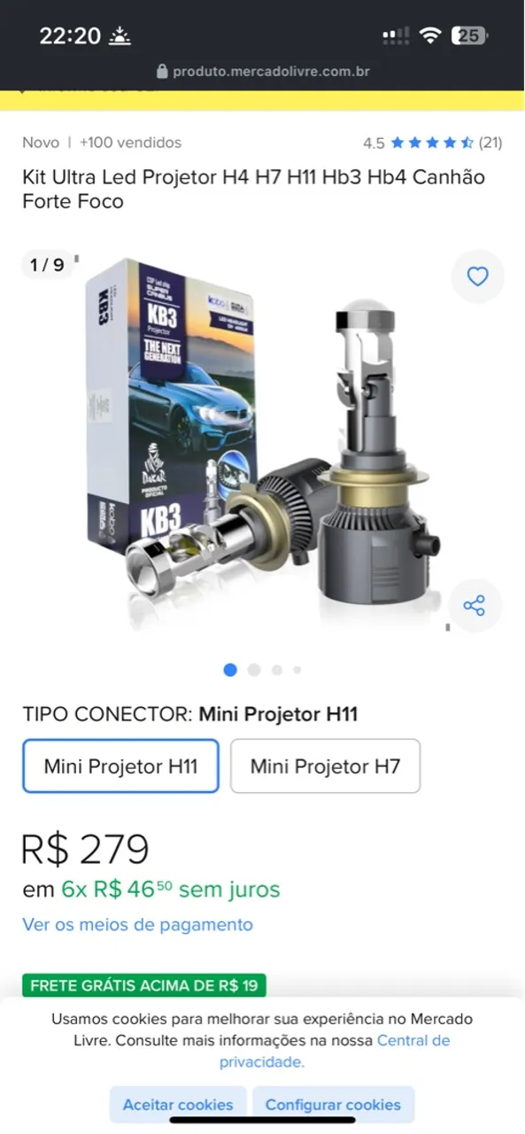 Lampada led com projetor Hb3/9005