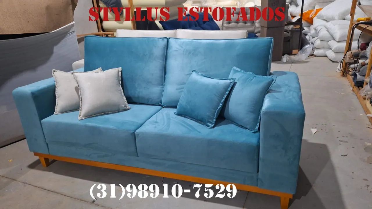 Sofá de Canto 3 Lugares Azul