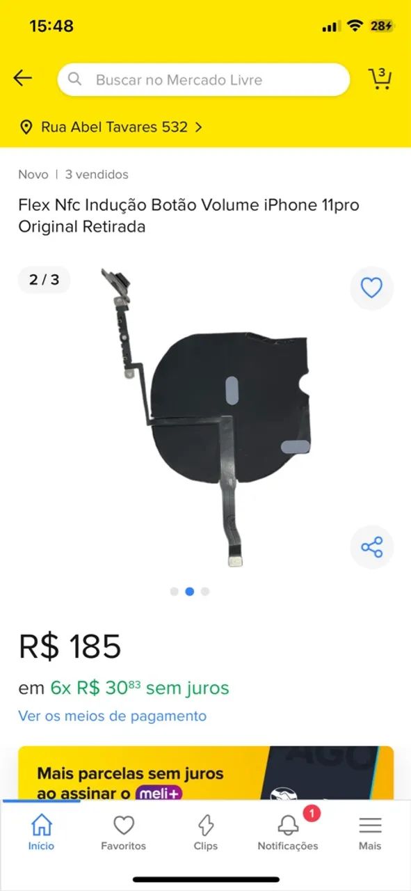 Flex Nfc Indução Botão Volume iPhone 11pro Original - Foto 2