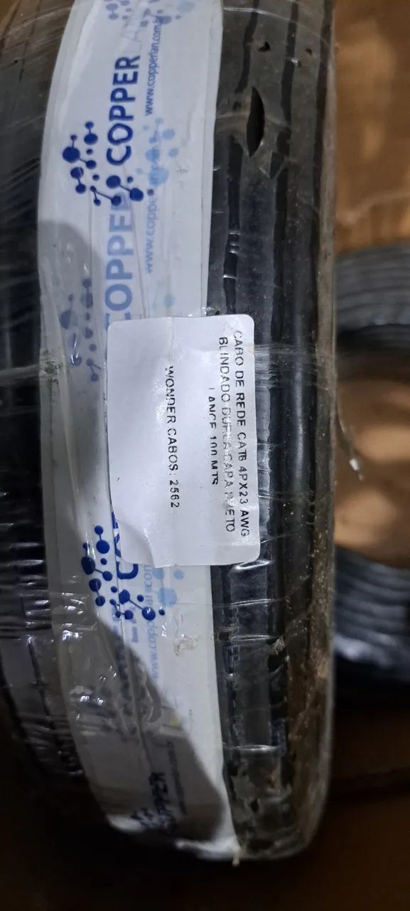 Cabo de Rede CAT6 Blindado - 100% Cobre - 100 Metros - Marca COPPERLAN