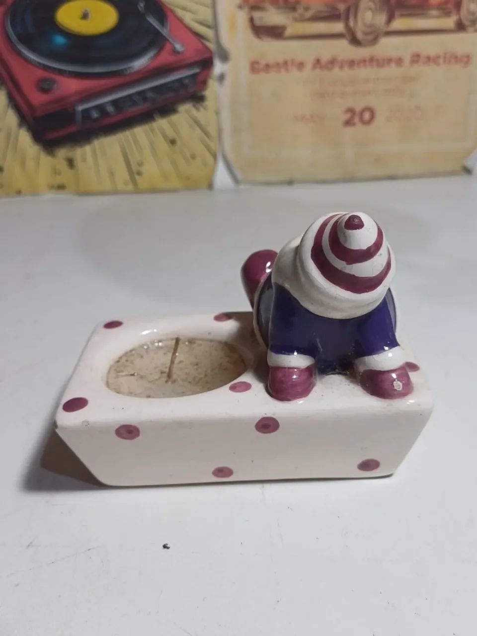 Castiçal Papai Noel em porcelana gracioso  - Foto 3