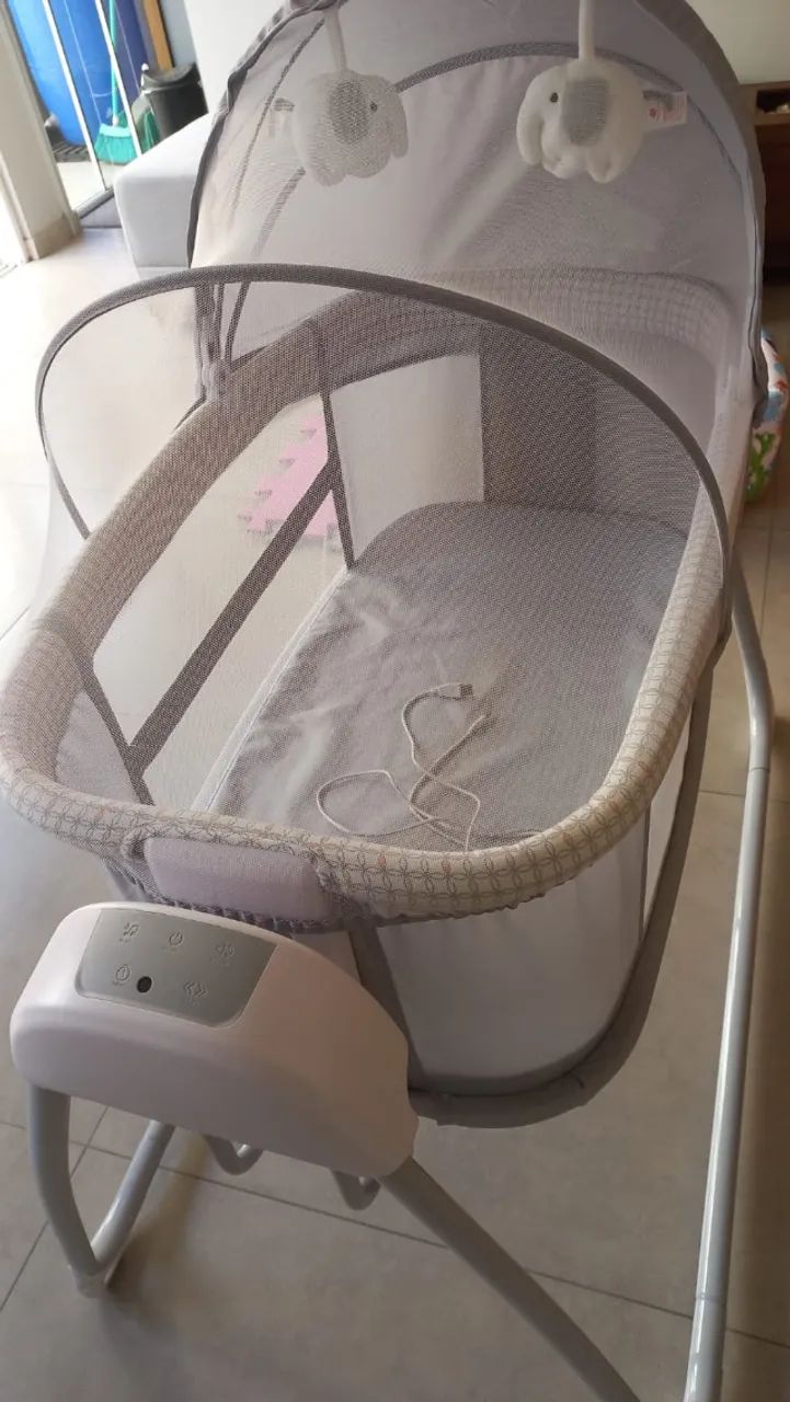 Berço Techno Automático Com Bluetooth Mastela Cinza - Foto 6